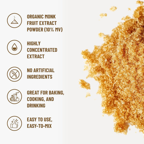 3.5 oz, 322 Organic Monk Fruit Extract Powder, Pure USDA Organic Monk Fruit Extract Sweetener with No Fillers, Zero