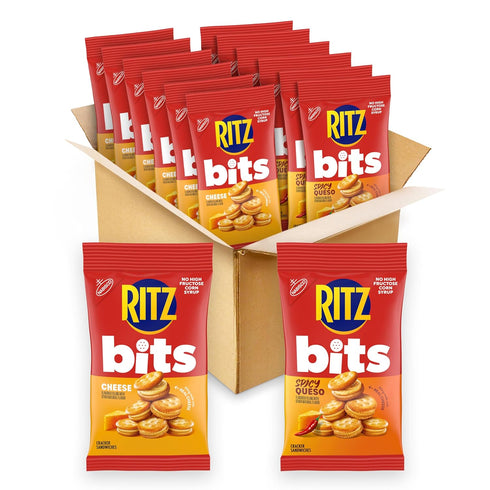 RITZ Bits Cheese and Spicy Queso Cheese Sandwich Crackers Variety Pack, Snacks