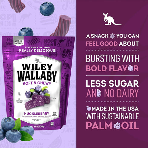 Wiley Wallaby Licorice 10 Ounce Classic Gourmet Soft & Chewy Australian Huckleberry Licorice Candy