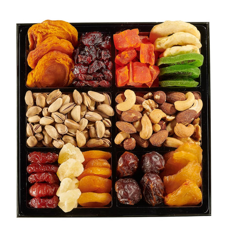Package, 12 Dried Fruit & Nuts Gift Basket Arrangement Platter, Gourmet Food Snack Box, Gift Basket, Birthday Care