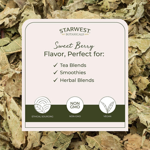 1 lb Starwest Botanicals Organic Raspberry Leaf - Herbal Loose Leaf Tea, Caffeine Free Natural Herbs, Pure Dried