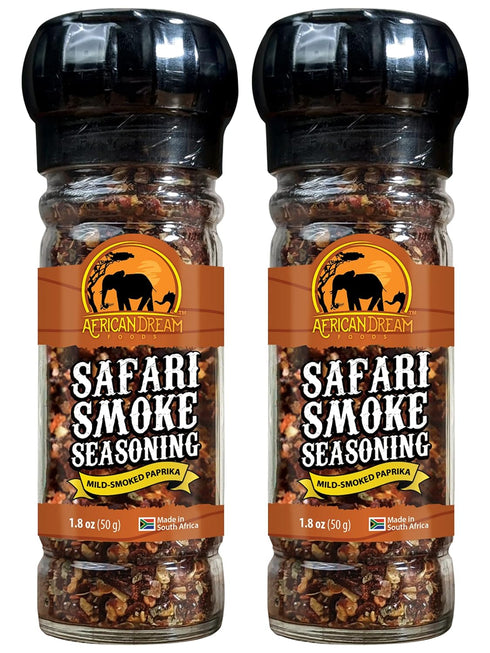 Safari Smoke Seasoning by African Dream Foods | All-Natural Smoky Seasoning | Smoked Paprika, Garlic, Basil, Sea Salt |