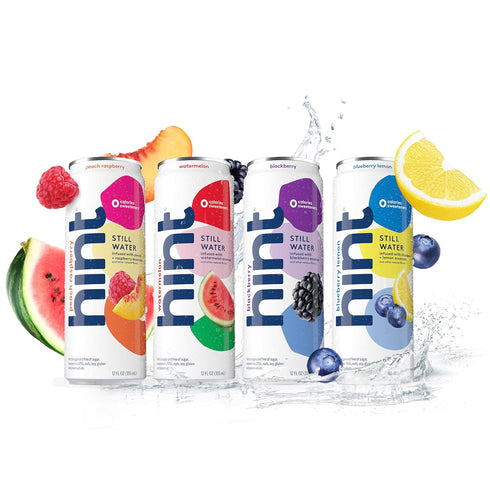 12 Oz (Pack 24) Hint Fruit-Infused Canned Water, Blueberry Lemon - Purified Flavored Water with Zero Calories, Natural