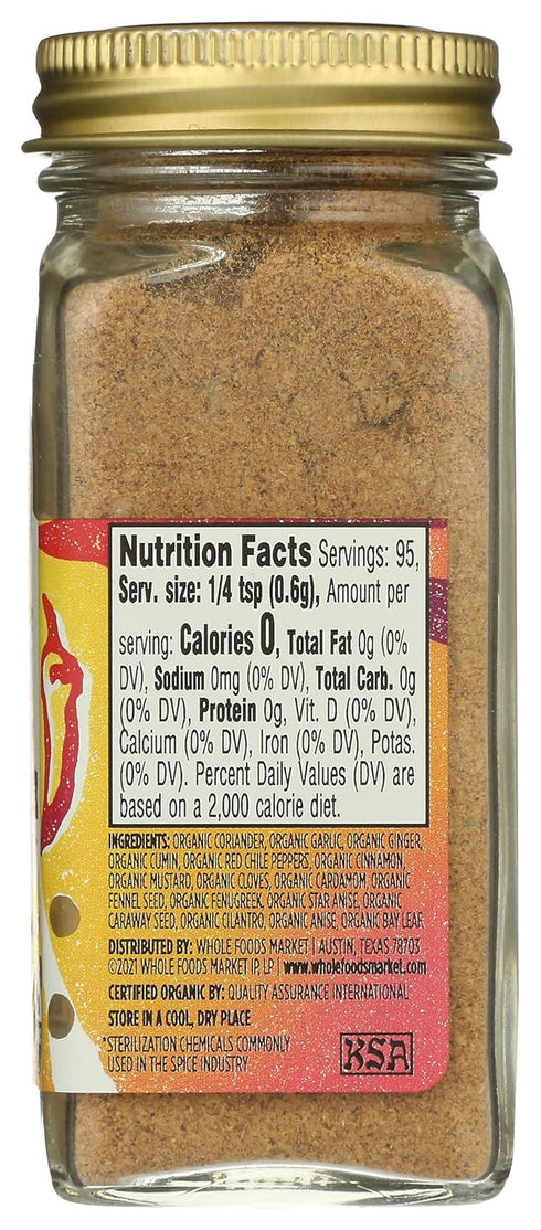 2.01 Whole Foods Market, Organic Balti Curry Seasoning, Ounce