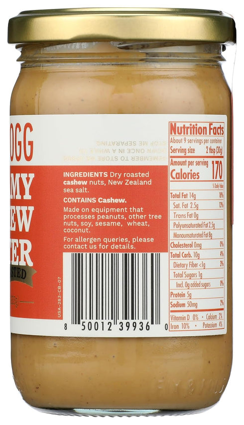 10 oz Fix & Fogg Creamy Cashew Butter - Natural Cashew Spread, No Added Sugar, No Palm Oil, Non-GMO, Vegan & Keto