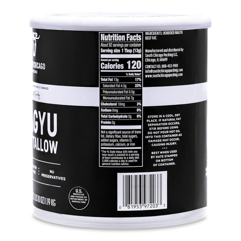 Packing 100% 42 South Chicago Pure Wagyu Beef Tallow, Ounces Paleo & Keto Friendly Cooking Fat for Searing, Sauting