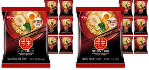 Nissin RAOH Ramen Noodle Soup, Soy Sauce, 3.77 Ounce (Pack of 12)