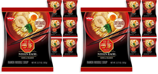 Nissin RAOH Ramen Noodle Soup, Soy Sauce, 3.77 Ounce (Pack of 12)