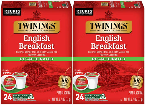 Twinings Tea English Breakfast Decaf K-Cups, 24 Count (Pack of 2)