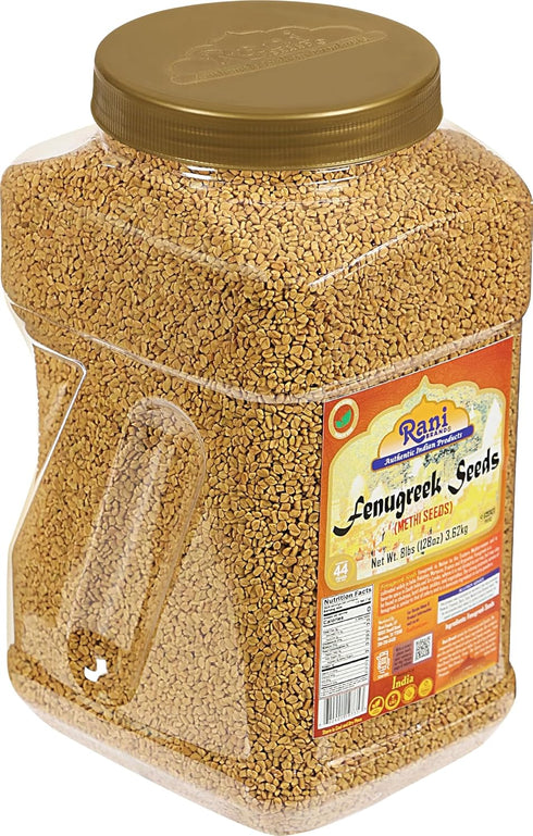 128oz (8lbs) 3.62kg Rani Fenugreek (Methi) Seeds Whole Bulk PET Jar, Trigonella foenum graecum ~ All Natural | Vegan |