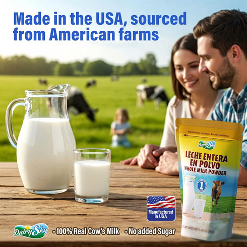 12.6 oz (360g) DairySky Whole Milk Powder Premium Grade, Non-GMO, Rich in Protein Powdered Milk, Perfect for Baking