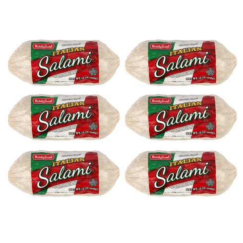Bridgford Dry Italian Salami 12 oz Pack of 6 - Zero-Carb, Protein-Rich,