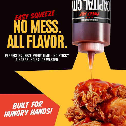 12oz Capital City Mambo Sauce Sweet Hot, Washington DC Wing Sauces, Perfect Condiment for Wings Chicken Pork Beef