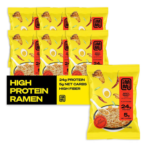 immi Spicy "Beef" Ramen, 100% Plant Based, Keto Friendly, Low Carb, High