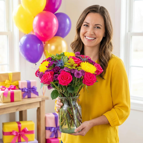 Benchmark Bouquets Pink Rose Bouquet Mothers Day Flowers for Delivery Fresh Cut Floral Arrangement Hot Pink Roses Gifts