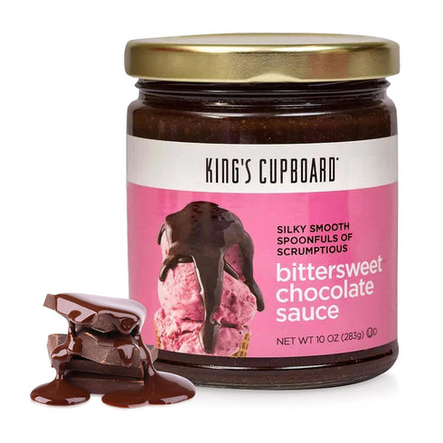 King's Cupboard Bittersweet Chocolate Sauce - Perfect Hot Fudge for Ice Cream & Desserts, 10 oz