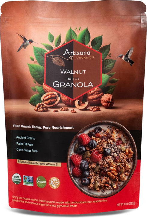 Artisana Organics Walnut Granola (Walnut Cashew) - Gluten-Free, Vegan, Low Glycemic, Organic,
