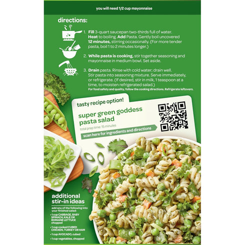 7.5 Oz (12-Pack), Suddenly Salad Green Goddess Pasta Salad, Quick and Easy Dish, Carrots and Seasoning Blend, Just Add
