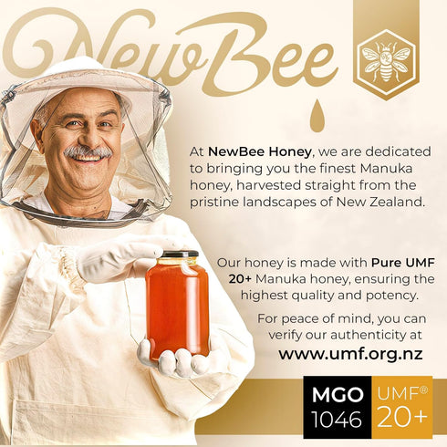 NEWBEE Lozenges, 16 Count 20+, 1046 Manuka Honey Made W/UMF MGO New Zealand Manuka Honey, UMF Certified, Monofloral