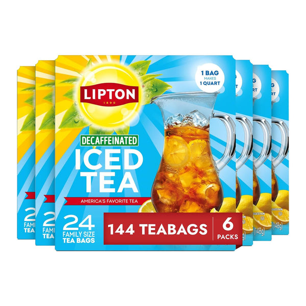 Lipton Decaf Black Iced Tea Bags, Family Size Zero Calories, 144 Total