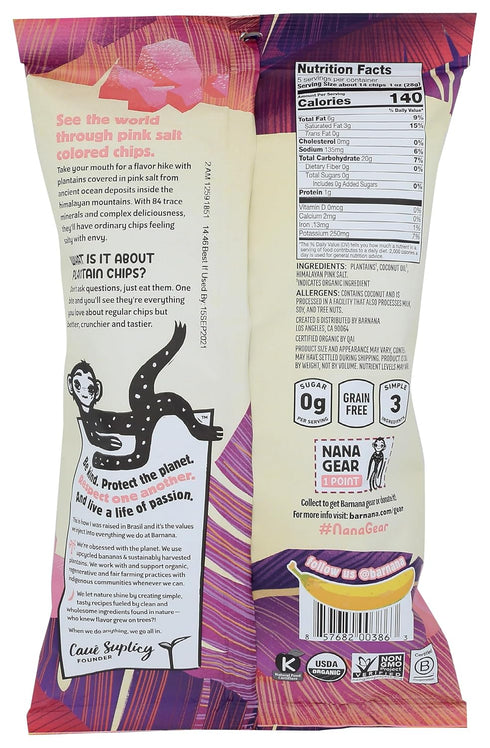 5 Oz Barnana Organic Plantain Chips with Himalayan Pink Salt