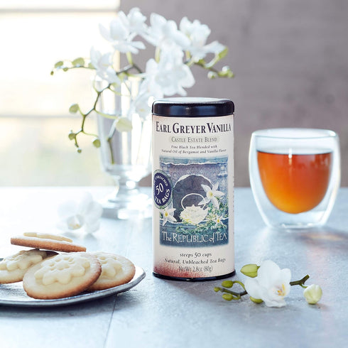 2.8 oz 50 The Republic of Tea - Earl Greyer Vanilla Tea, Tin, Tea Bags | Gourmet Tea | Caffeinated