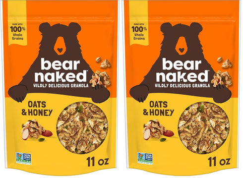 Bear Naked Granola Cereal, Whole Grain Granola, Breakfast Snacks, Oats and Honey,