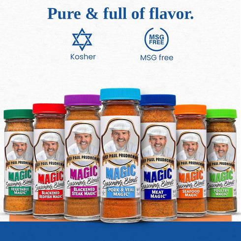 Pack 2 Oz, Pack 7 Chef Paul Magic Seasoning Blends Seafood Seasoning Variety | Blackened Redfish & Steak, Seafood
