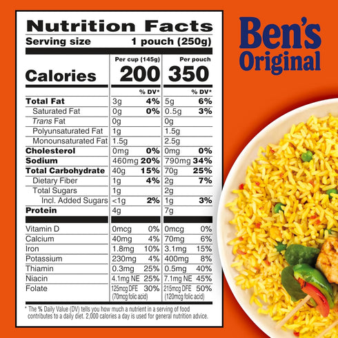 8.8 oz (Pack 12) BEN'S ORIGINAL Ready Rice Garden Vegetable Flavored Rice, Easy Dinner Side, Pouch