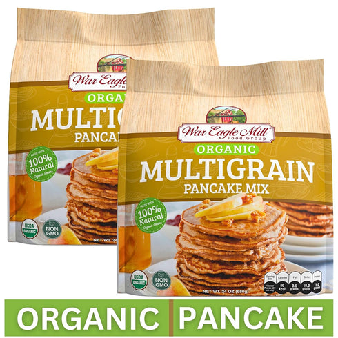 24 oz (2 Pack) War Eagle Mill Multigrain Pancake Mix, Organic, Bag