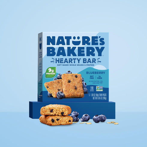 30 Count Natures Bakery Hearty Bars Blueberry, Whole Grains, Dairy-Free, Snack Bar