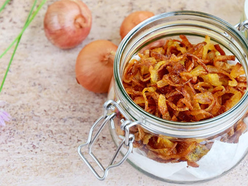 Fried Onions Crispy Topping by Jans, 8 oz Crispy Fried Red Onion for Biryani and More