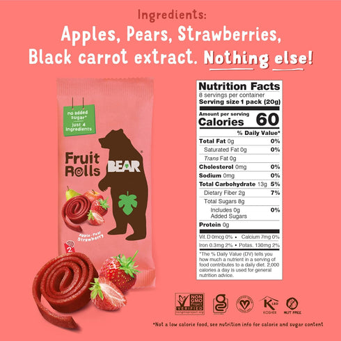 Pack, 11.2 Bear, Strawberry & Raspberry Fruit Rolls Variety Ounce