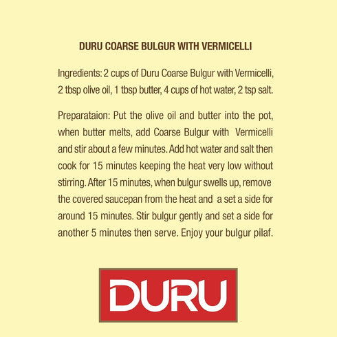 35.2oz (1000g), 100% Duru Coarse Bulgur With Vermicelli, Wheat Berries, Natural and Certificated, High Fiber