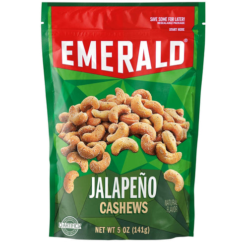 5 Oz, (Pack 4) Emerald Nuts, Jalapeno Cashews, Resealable Bag