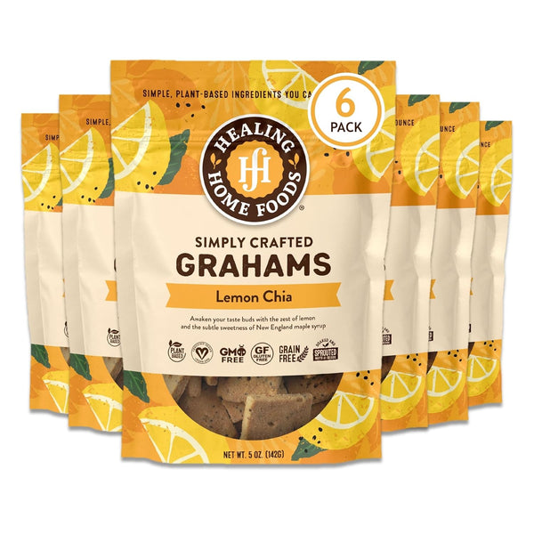 Healing Home Foods Lemon Chia Graham Crackers, Gluten Free Snacks for Adults, Almond Flour and