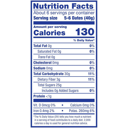 8 Oz Dole California Whole Pitted Dates, Dried Fruit, Gluten Free Snack, Bag