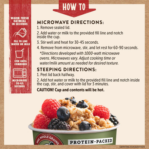 2.12oz (Pack 12) Kodiak Cakes Instant Protein Maple & Brown Sugar Oatmeal in a Cup