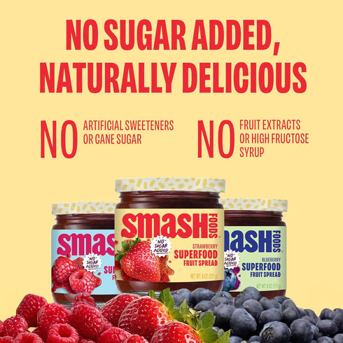 3-Pack Smash Foods Jam Variety Classics | No Sugar Added, Naturally Sweet Jelly | Keto Friendly, Low Calorie, Low Carb