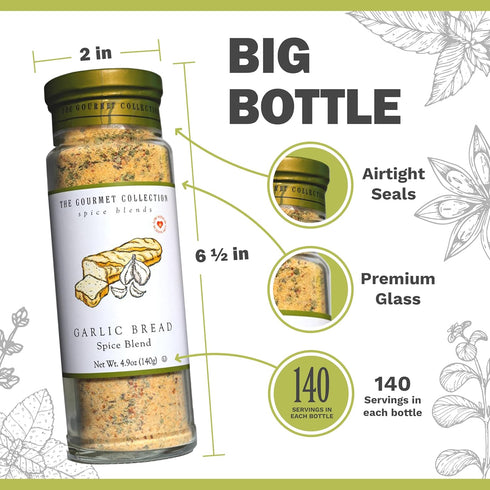 The Gourmet Collection Garlic Bread Spice Blend, Garlic Butter Seasoning for Cooking, Salt Free