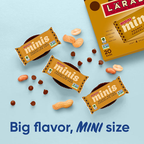 15.6 oz, 20 Larabar Minis Peanut Butter Chocolate Chip, Gluten Free Vegan Fruit and Nut Bars, Ct