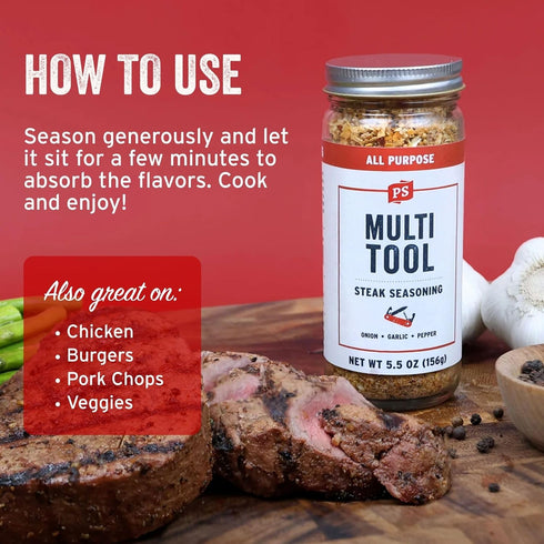PS Seasoning Multi Tool - Steak Seasoning for Grilling - All-Purpose Seasonings and Spices for Cooking, with Garlic