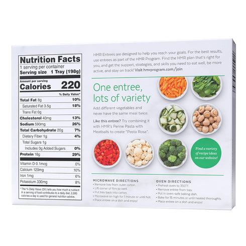 Pre-packaged 16g 7oz Pack 6 HMR Rotini Chicken Alfredo Entre | Lunch or Dinner to Support Healthy Eating | Ready to Eat