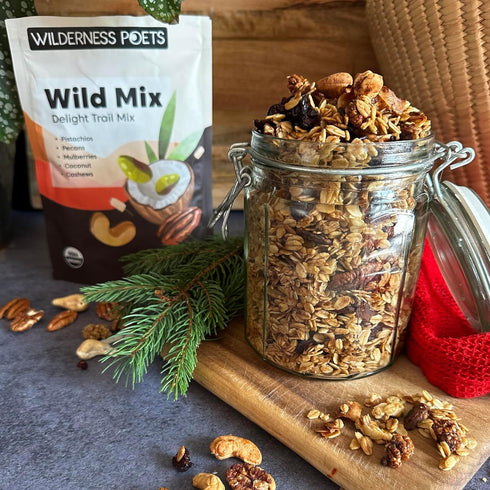 Mulberries, 3.25 Wilderness Poets, Song of Delight Wild Mix - Organic Raw Trail Mix - Pecans, Cashews, Pistachios