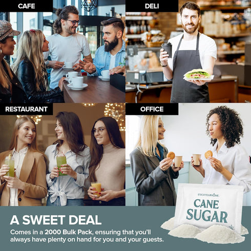 Packets 2000 Count Packs Bulk White Sugar Individual Portion for Hot Drinks Great for Restaurants Offices Schools