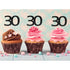 Sumerk 24PCS 30 Cupcake Toppers, Black Glitter 30th Birthday Cupcake Picks, Anniversary Party Decorations