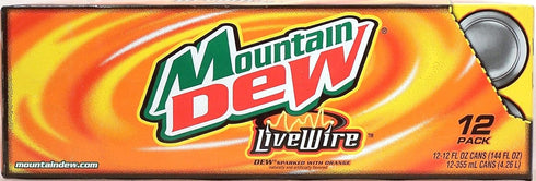 Mountain Dew Live Wire, Dew sparked with orange, 12-pack 12-ounce cans, Fridge