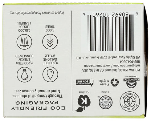 16 Numi Organic Ginger Lemon Decaf Tea, Green Tea Bags, Micro-Plastic Free