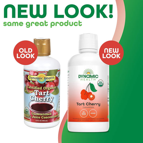 100% (32oz) Dynamic Health Organic Tart Cherry Juice, Unsweetened Juice Concentrate, Antioxidants Supplement, No