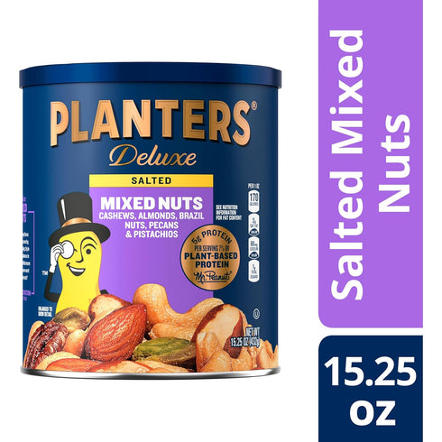 15.25oz (Pack 2) PLANTERS Deluxe Mixed Nuts - Roasted Cashews, Almonds, Brazil Nuts, Pistachios, and Pecans